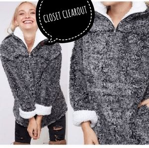 NEW SOFT FAUX FUR SHERPA SHIRT SWEATER JACKET